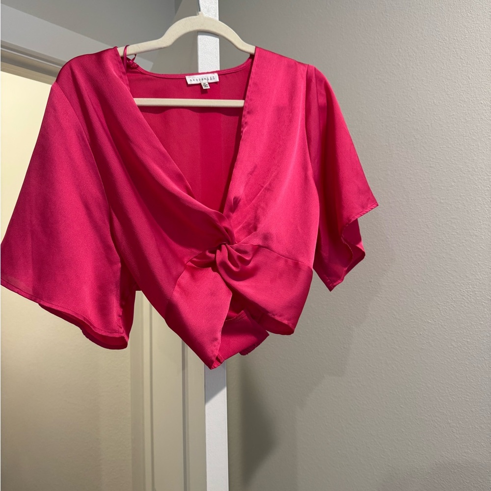 Satin Pink Wrap Top